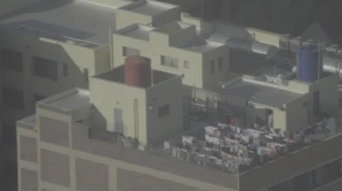 Clothing Drying on a Rooftop Stock Footage 68823210