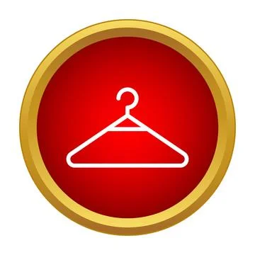 Clothing hanger icon on red button with gold border Stock Illustration