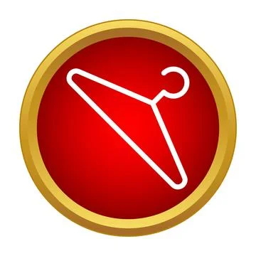 Clothing hanger icon on red button with gold border Stock Illustration