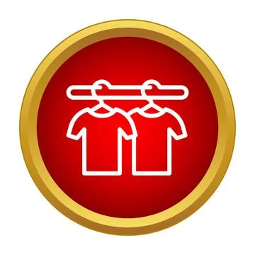Clothing items hanging on rack inside red circle Stock Illustration