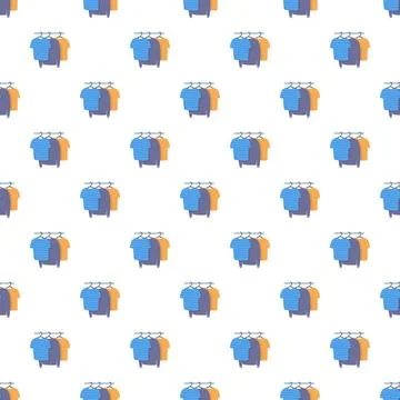 Clothing items hanging on rail repeating pattern Stock Illustration