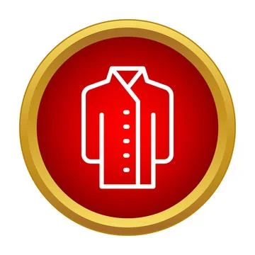 Clothing jacket icon on red button with gold border Stock Illustration