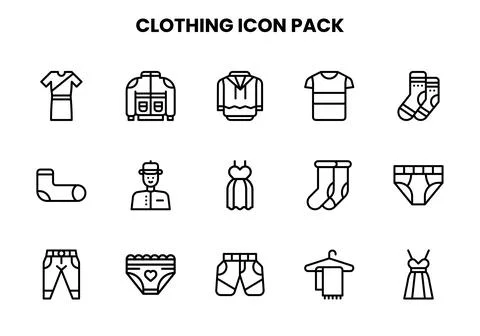 Clothing Line Bundle Icons Pack 库存插图