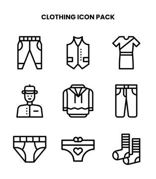 Clothing Line Vector Icons Pack Stock Illustration