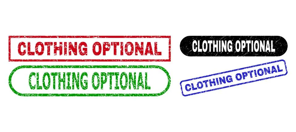 CLOTHING OPTIONAL Rectangle Watermarks with Rubber Surface Stock Illustration