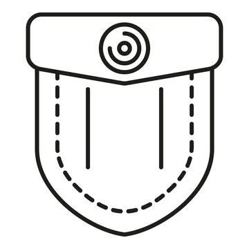 Clothing patch pocket outline with button icon Stock Illustration