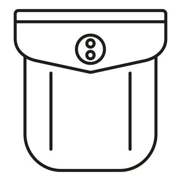 Clothing pocket with flap and button line icon 스톡 일러스트
