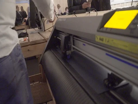 Clothing printer prints tshirt operating Stock Footage 78609879