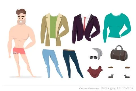 Clothing sets for men. Constructor character. Stock Illustration