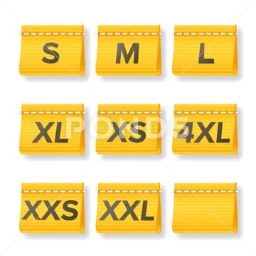 Clothing sizes labels symbols xs s m l xl xxl Vector Image