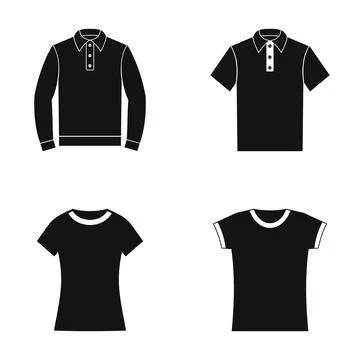 Clothing tops set black vector icons for fashion Stock Illustration