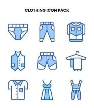 Clothing Two Colour Bundle Icons Pack Stock Illustration