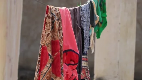 Cloths drying after washing. Stock Footage 169506297