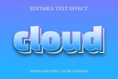 Cloud 3d style text effect Stock Illustration