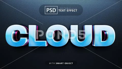Cloud 3d text effect editable PSD Template
