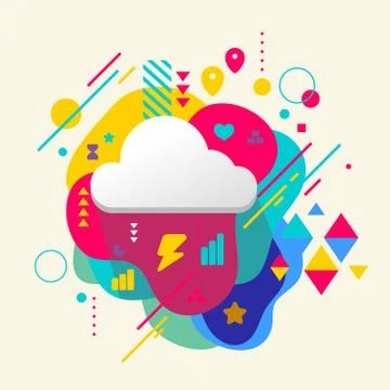 Cloud on abstract colorful spotted background with different ele Illustrazione stock