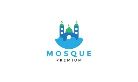 Cloud abstract with mosque logo symbol vector icon illustration graphic desig Stock Illustration