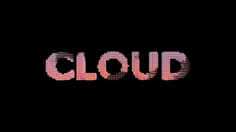 CLOUD Abstract Pixel Glow: Modern Digital Typography Stock Illustration