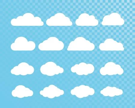 Cloud. Abstract white cloudy set isolated on transparent background. Vector i Stock Illustration