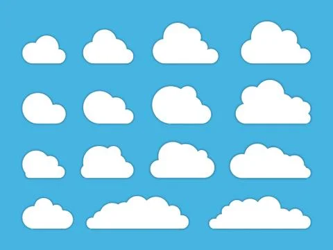 Cloud. Abstract white cloudy set isolated on blue background. Vector illustra イラスト素材