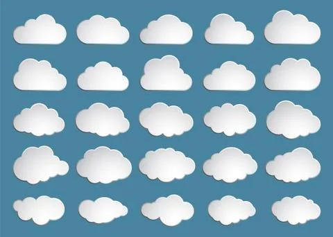 Cloud. Abstract white cloudy set isolated on blue background. Vector illustra イラスト素材