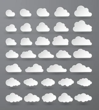 Cloud. Abstract white cloudy set isolated on dark background. Vector illustra Stockillustratie