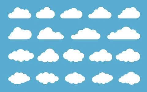 Cloud. Abstract white cloudy set isolated on blue background. Vector illustra イラスト素材