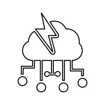 Cloud, access, electronics icon. Line, outline design. Stock Illustration