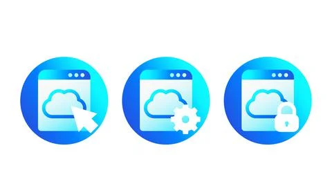 Cloud access icons for web and apps Stock Illustration