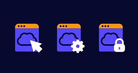 Cloud access icons for web, vector Stock Illustration