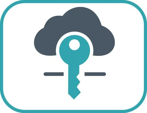 Cloud access key permission flat icon Stock Illustration
