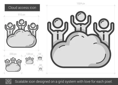 Cloud access line icon Stockillustratie