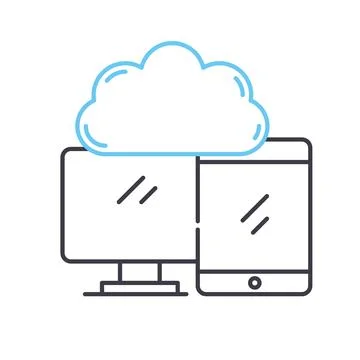 Cloud access line icon, outline symbol, vector illustration, concept sign Ilustración de archivo