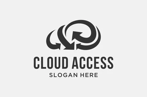 Cloud access logo design with arrow shape element. Stock Illustration