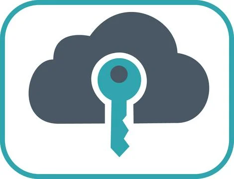 Cloud access security key flat icon Stock Illustration