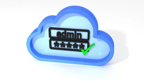 Cloud admin security shield symbol on white Stock Illustration