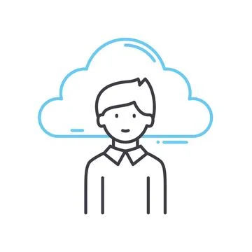 Cloud administration line icon, outline symbol, vector illustration, concept Stock Illustration