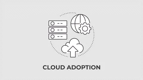 Cloud adoption animated line concept icon Stock Footage 346715630