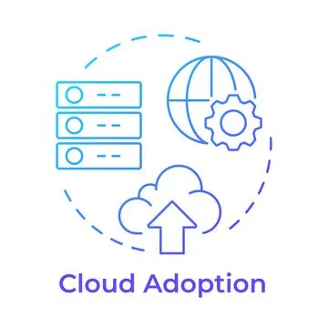 Cloud adoption blue gradient concept icon Illustrazione stock