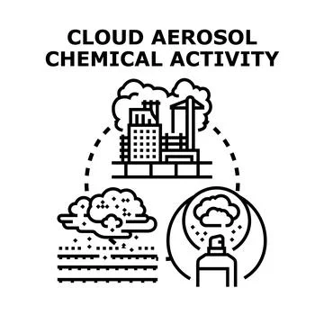 Cloud aerosol chemical activity affecting environment Stock Illustration