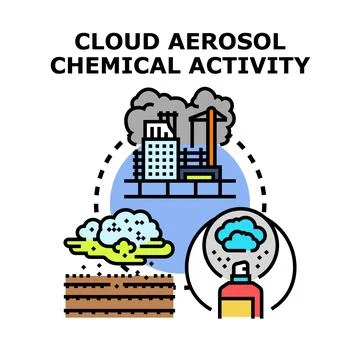 Cloud aerosol chemical activity affecting environment Stock Illustration