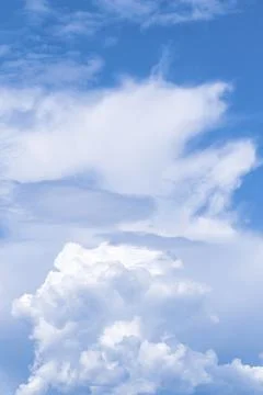 Cloud after rain in summer. Clear blue sky and beautiful white cumulus clouds Stock Photos