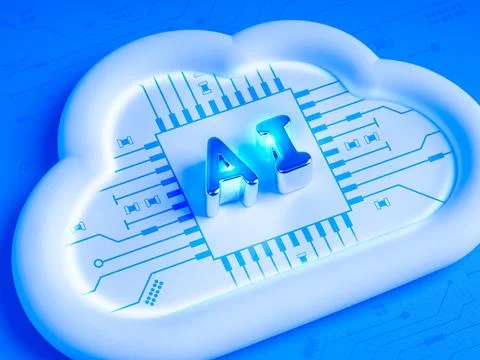 Cloud AI infrastructure background concept with AI chips processor circuitr.. Stock Photos