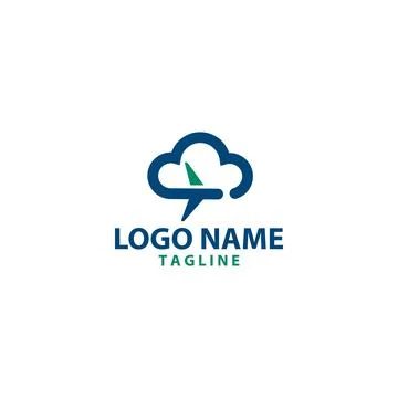 Cloud airplane line travel vector logo design Stock Illustration