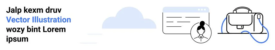 Cloud amidst webpage with user icon and backpack. Ideal for presentations, we 스톡 일러스트