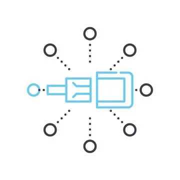 Cloud analysis line icon, outline symbol, vector illustration, concept sign Illustrazione stock