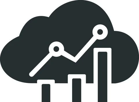 Cloud analytics and data statistics icon 스톡 일러스트