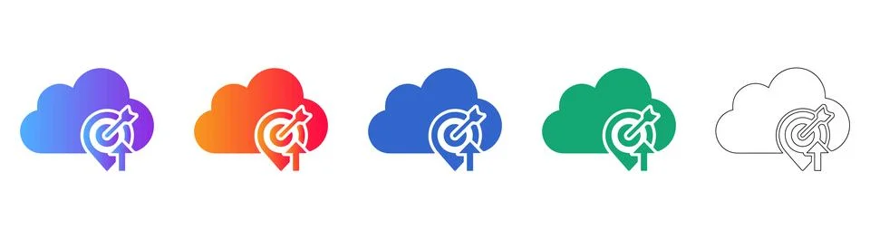 Cloud Analytics and Target Icons Stock Illustration