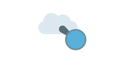 Cloud analytics concept illustrated with a magnifying glass examining data .. Stock Footage 334100859
