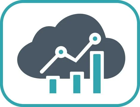 Cloud analytics growth graph flat icon Stockillustratie